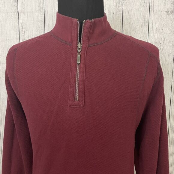 Tommy Bahama Men's XL Burgundy / Red Quarter Zip Reversible Pullover Sweater - Picture 8 of 14